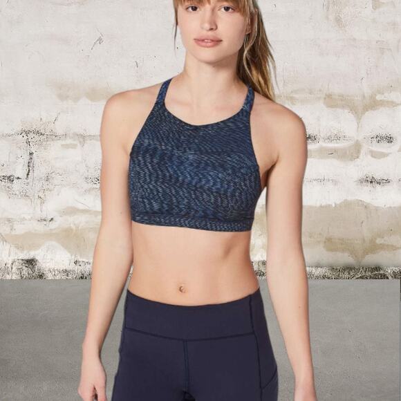 Lululemon Slide With Me Bra in Linear Flux Battleship Multi Size 4 - Picture 1 of 5
